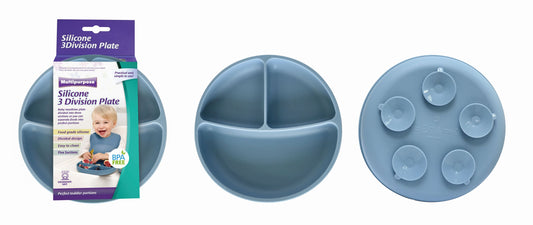 Baby Suction Silicone 3 Division Plate 19 x 3cm