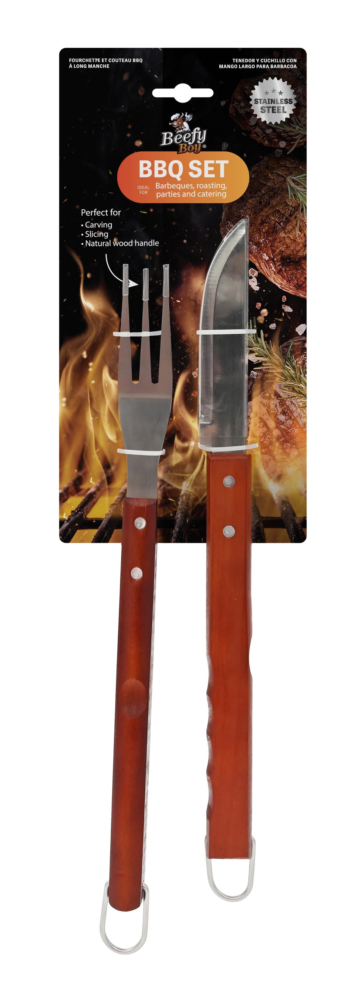 BBQ Fork & Knife w_Long Handle Stainless Steel  Set