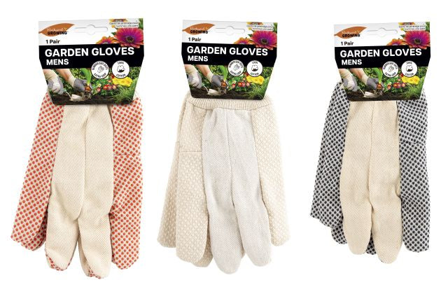 Mens Grip Garden Gloves 1 Pair - 3 Colors