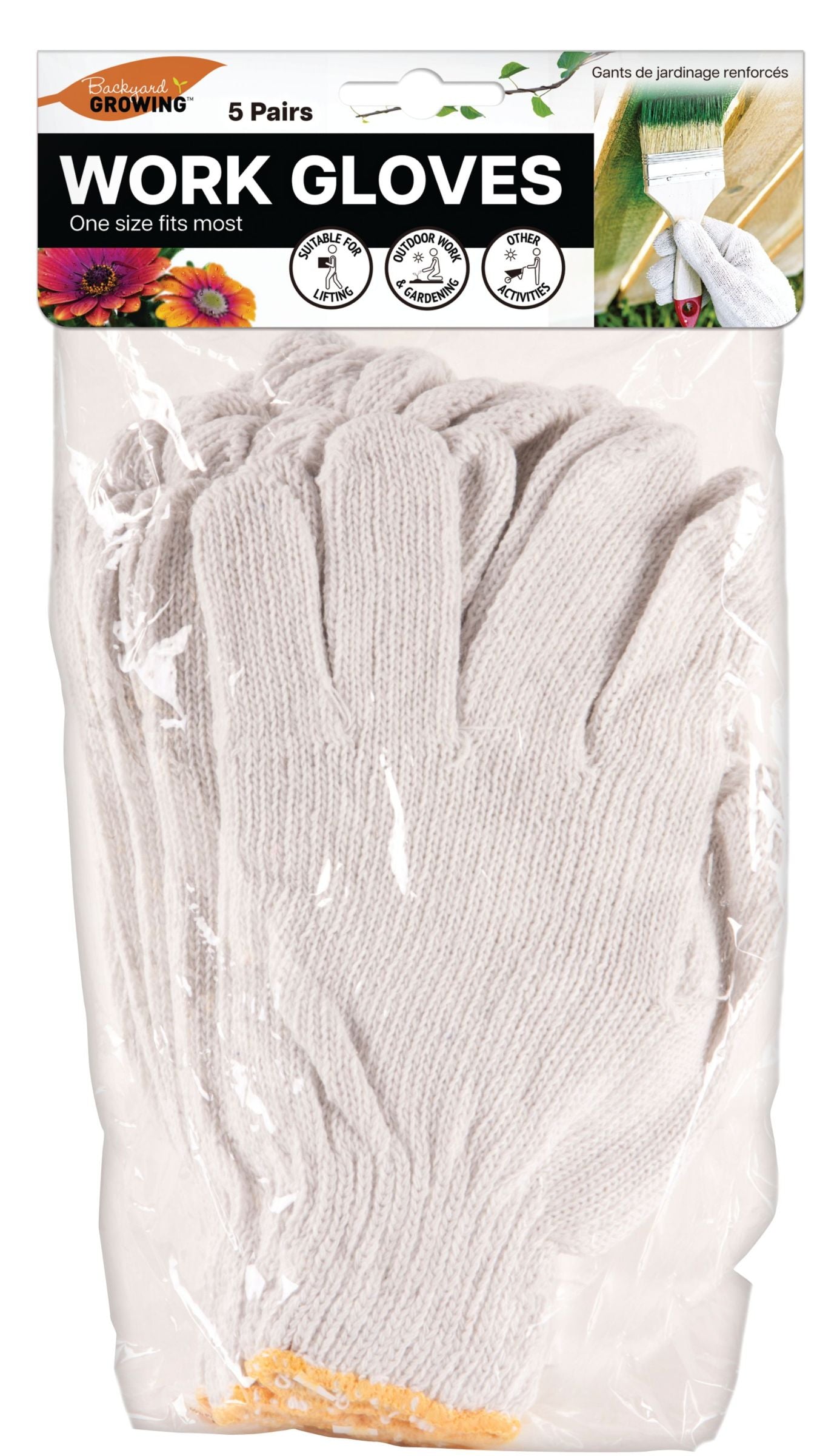 Work Gloves One Size 5 Pairs