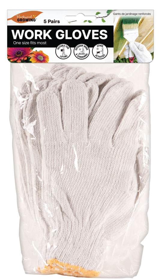 Work Gloves One Size 5 Pairs