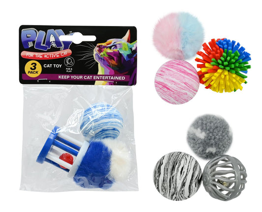 Cat Toy 3 Pack 4.5cm 3 Assorted