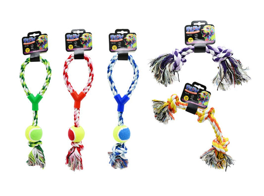 Dog Cotton Tug Rope 40cm 5 Assorted