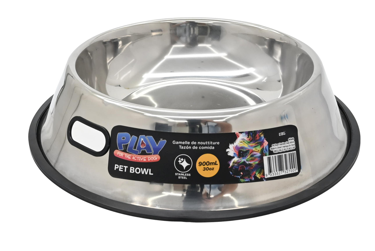 Pet Bowl Embossed Stainless Steel 900mL