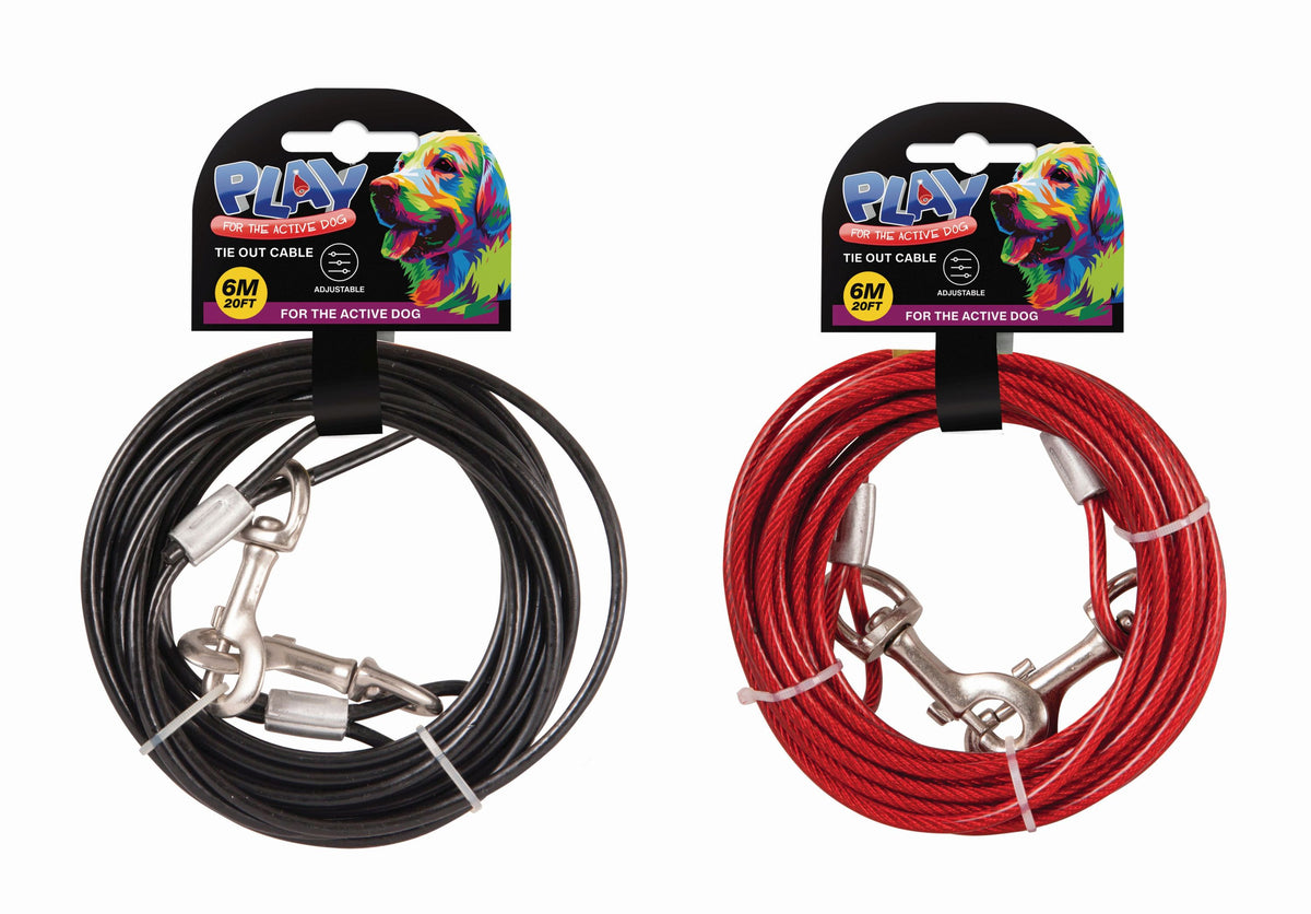 Dog Tie Out Cable 6m - 2 Assorted Colors