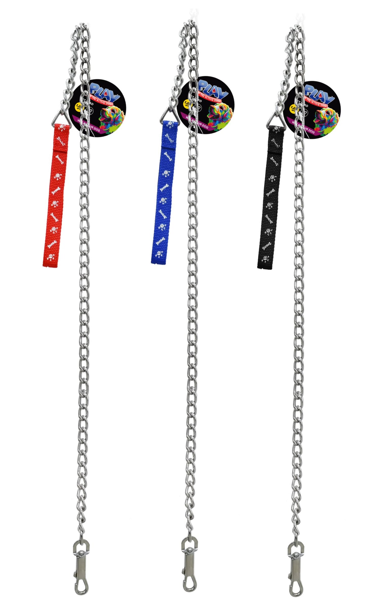 Metal Chain Dog Lead 1.2m - 3 Colors for Large Dogs