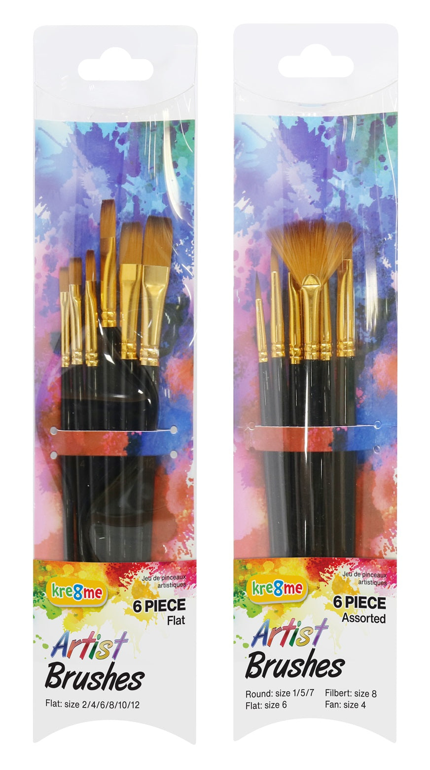 Artist Brush Set 6 Piece 2 Assorted