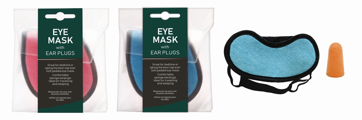 Sleep Eye Mask with Earplugs - 2 Assorted Colors