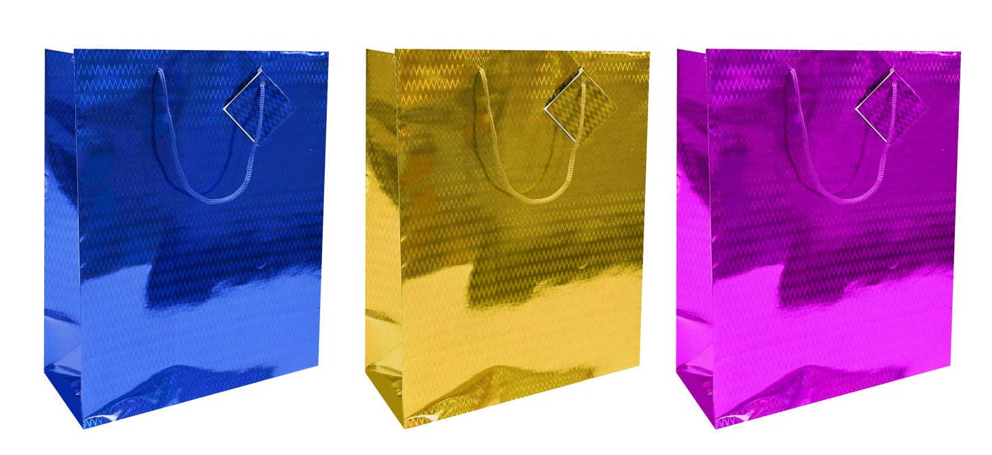 Gift Bag Holograph 26 x 32cm Large 3 Assorted Colours