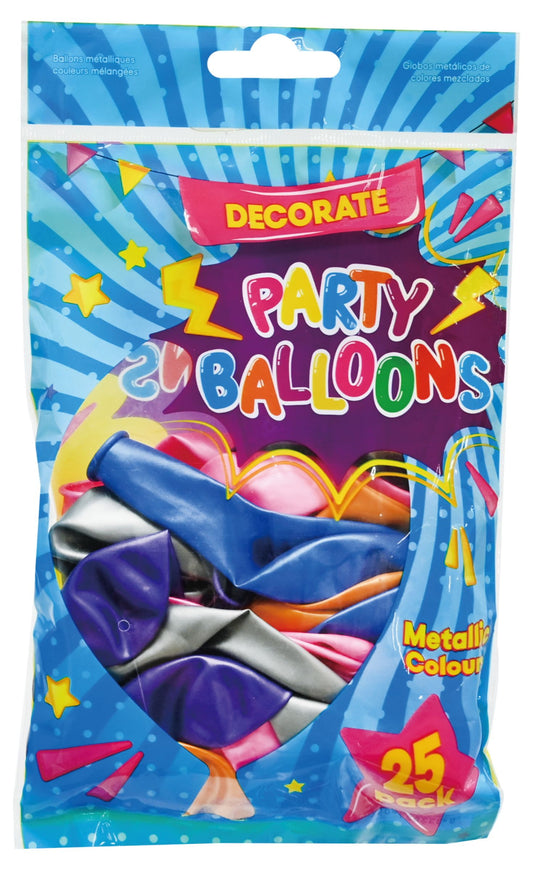 Balloons Metallic Mixed Colours 25 Pack