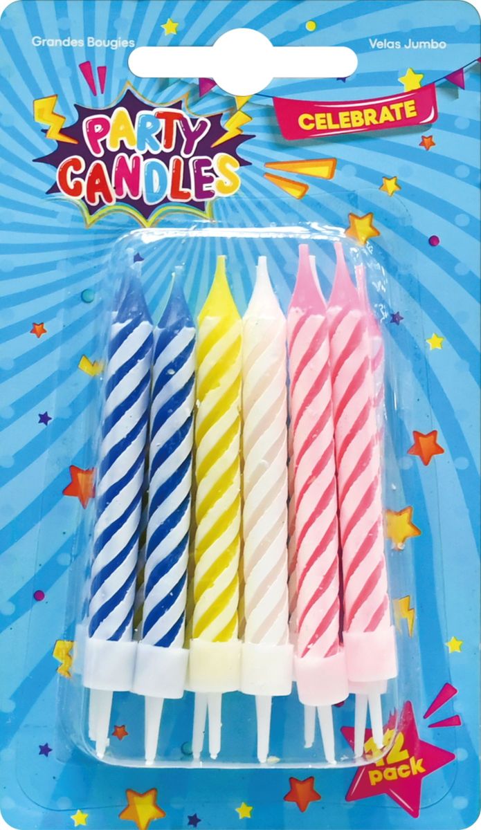 Jumbo Party Candles 12-Pack - Birthday Celebration