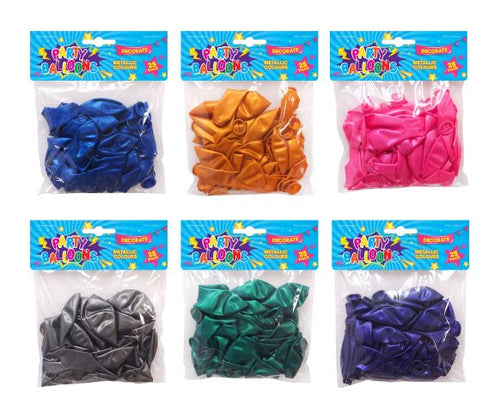 Metallic Balloons 25-Pack - 6 Assorted Colors