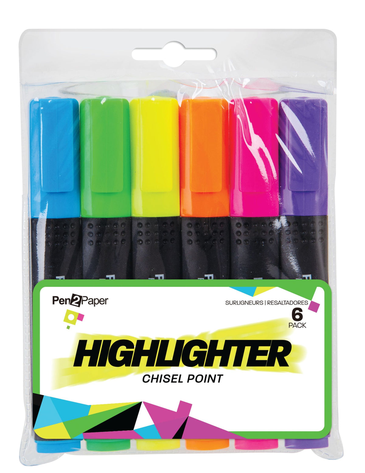 Chisel Point Highlighters 6-Pack - Mixed Colors
