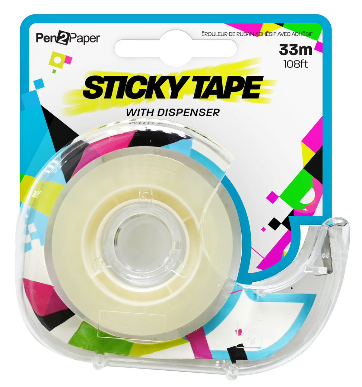 Sticky Tape 33m with Dispenser - Clear