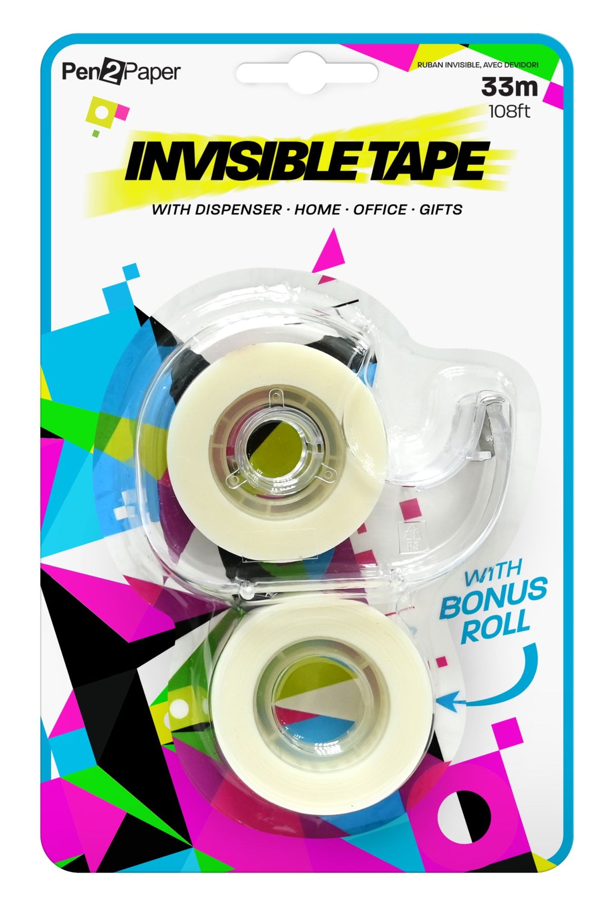 Sticky Tape 33m with Dispenser + Bonus Refill