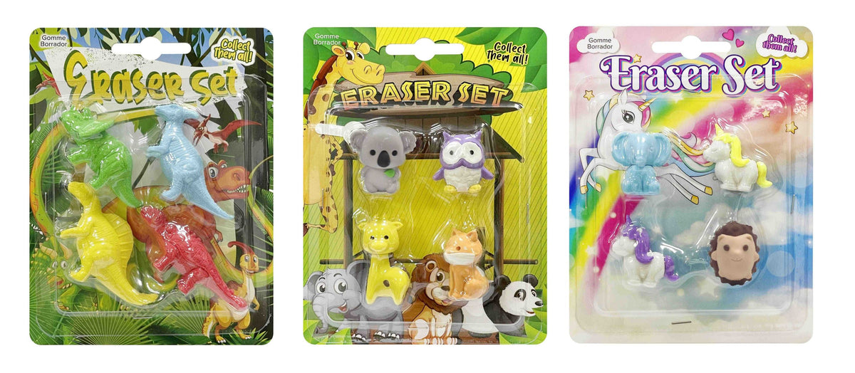 Novelty Erasers 3-Pack - Assorted Designs