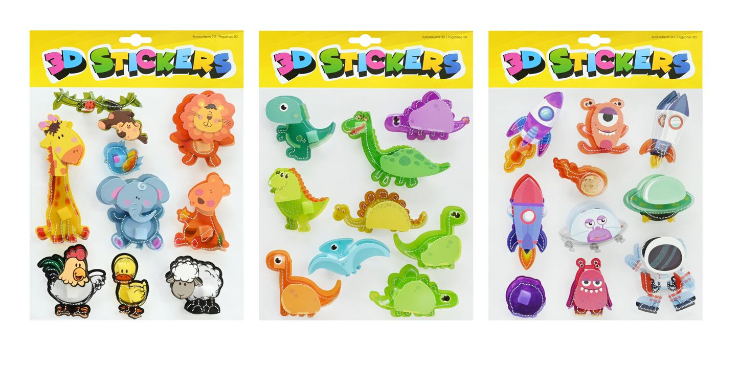 3D Stickers 3 Assorted