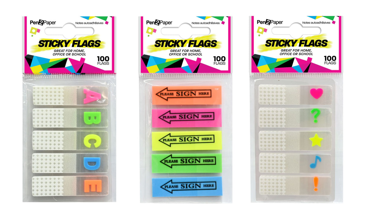 Sticky Notes Flags 100-Pack - 3 Assorted