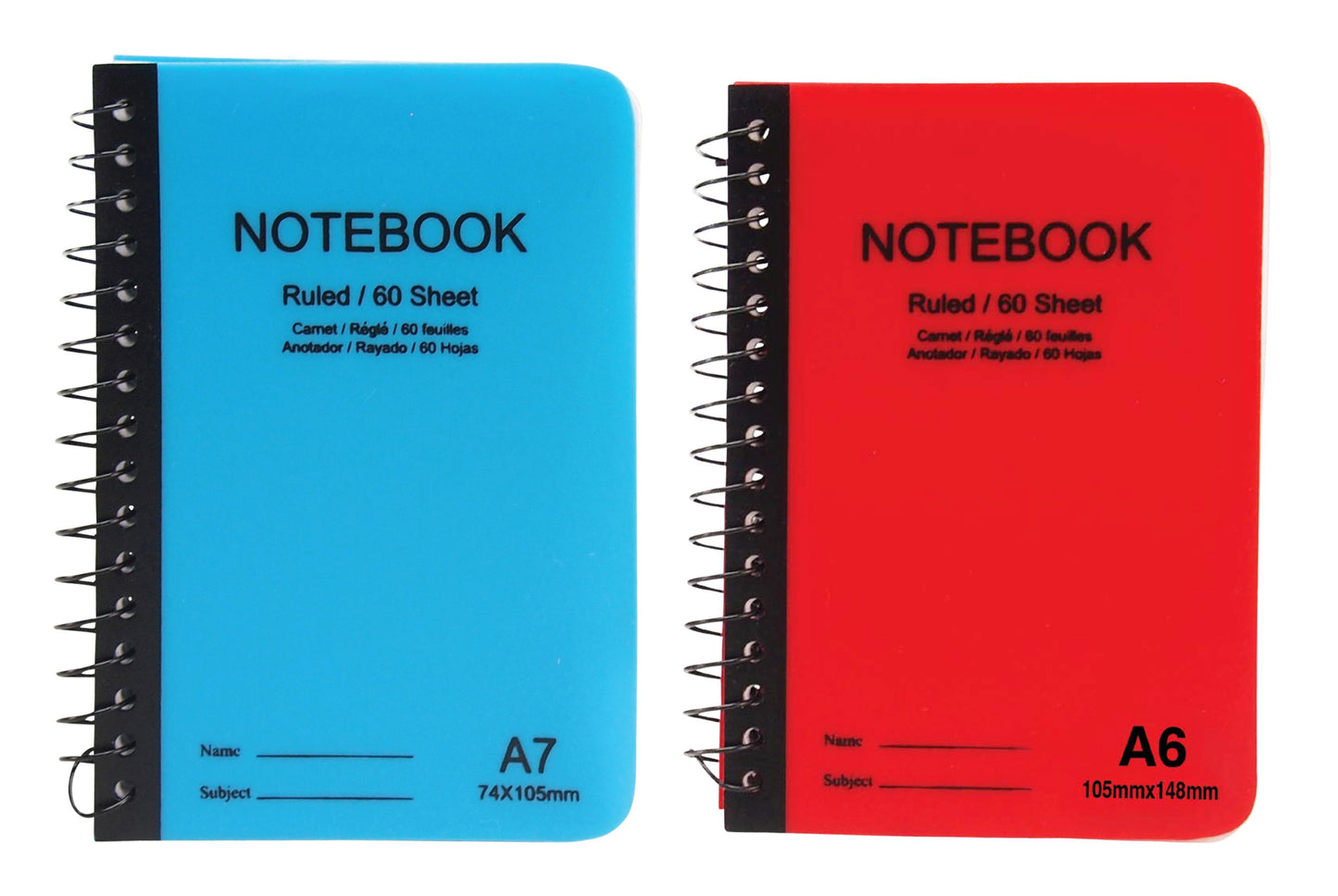 Notebook Spiral A6 60 Sheets 2 Colours