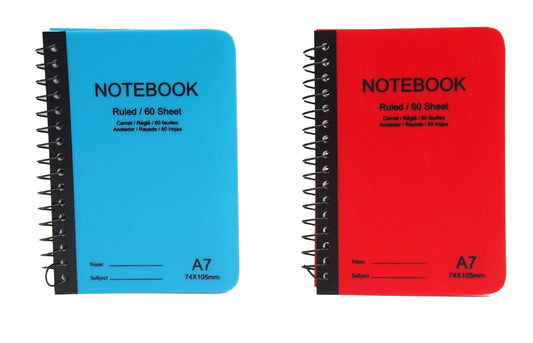 Notebook Spiral A7 60 Sheets 2 Colours