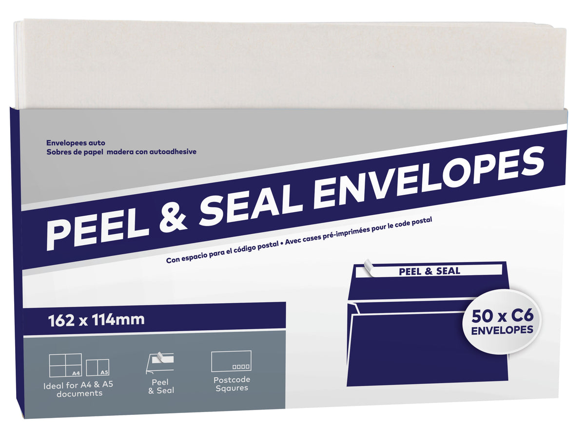 C6 Peel & Seal Envelopes 162x114mm - 50 Pack