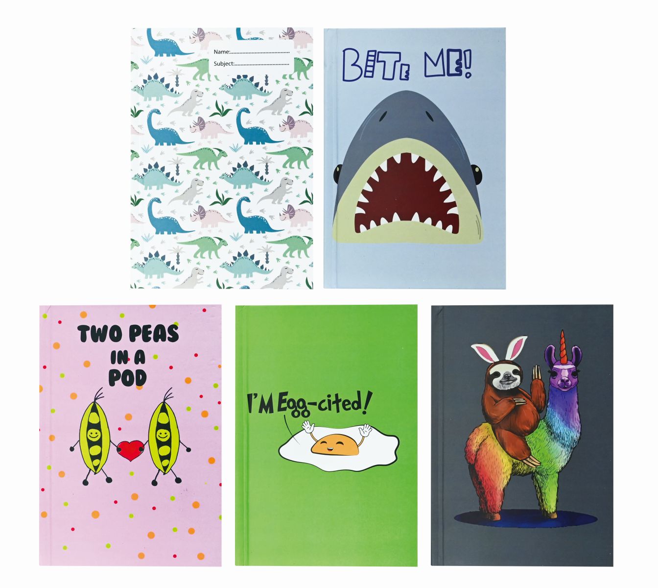 Notebook Hard Cover Printed 100 Sheets A6 5 Assorted