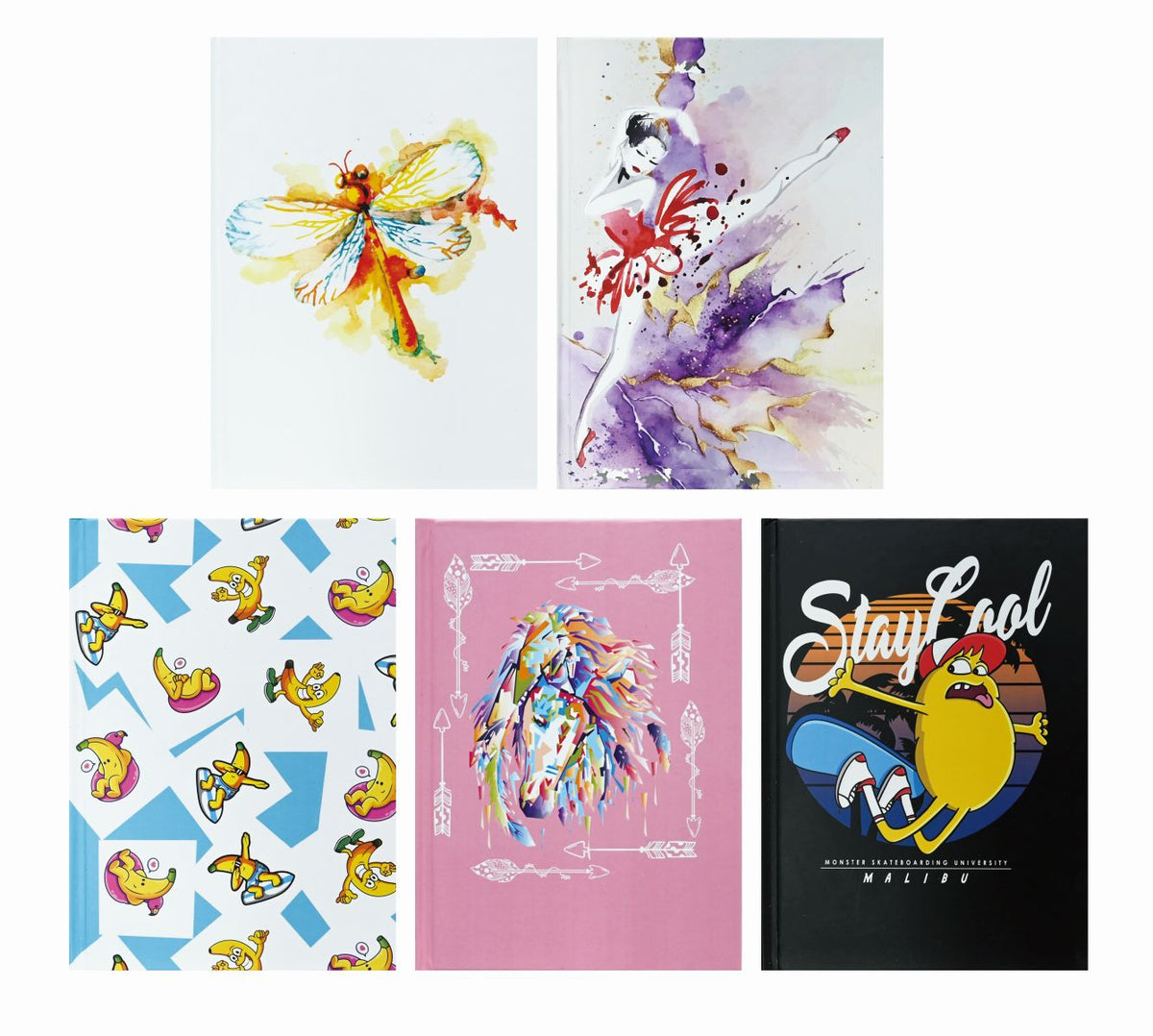 Hardcover Notebook A5 100 Sheets - 5 Assorted