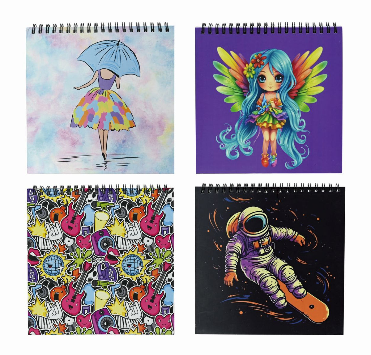 Sketchbook 18x18cm 25 Sheets - 4 Assorted Designs