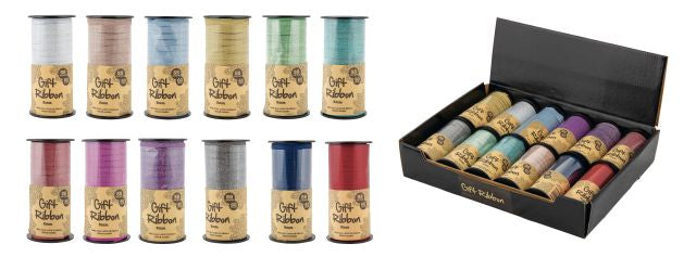 Glitter Ribbon 5mm x 54m - 12 Assorted Colors