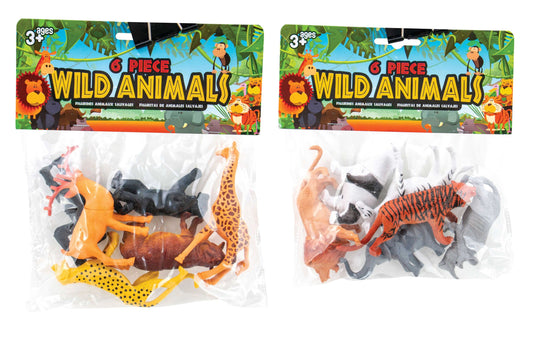 Wild Animal Figures 6 Pieces 10cm 2 Assorted