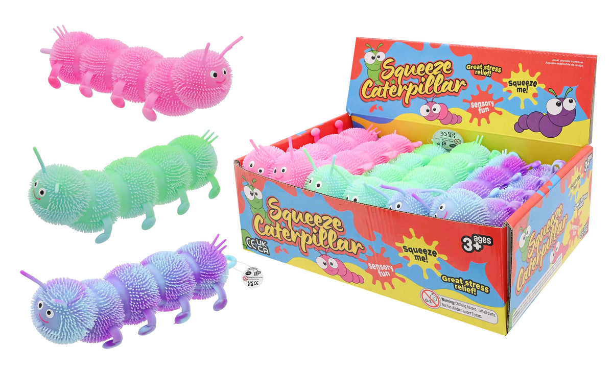 Squeeze Caterpillar 18cm 3 Assorted Colours