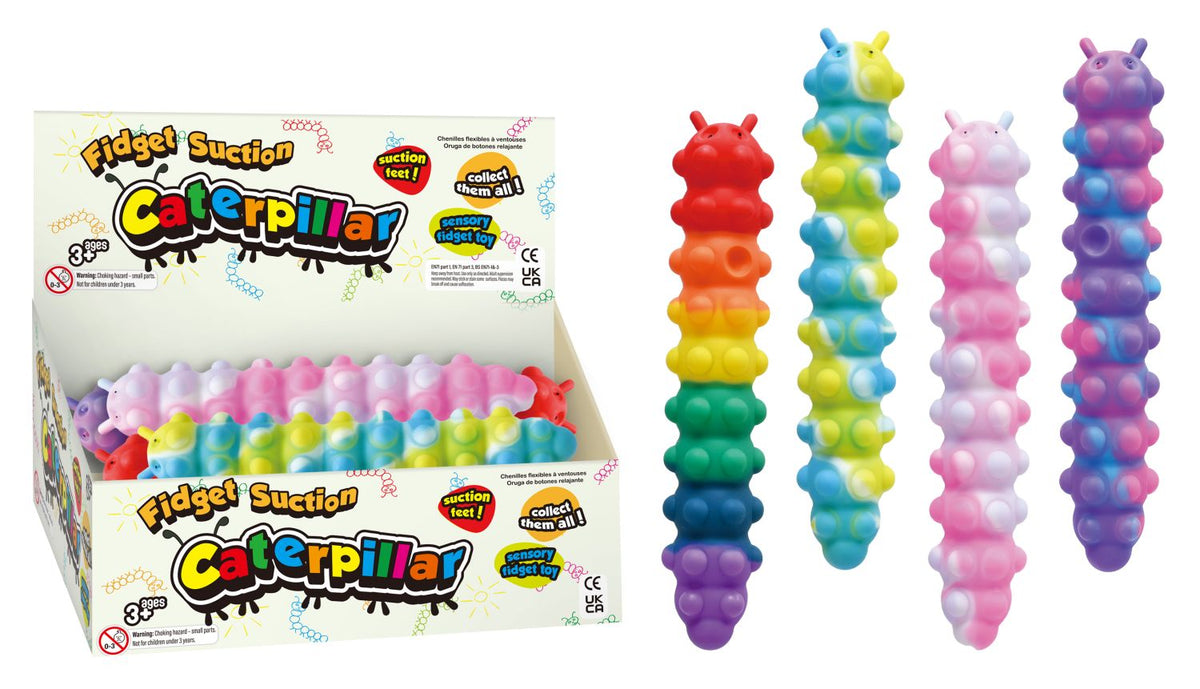 Fidget Suction Caterpillar Toy - 4 Assorted Colors