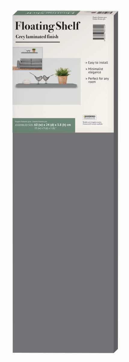 Floating Shelf 60 x 24cm Grey