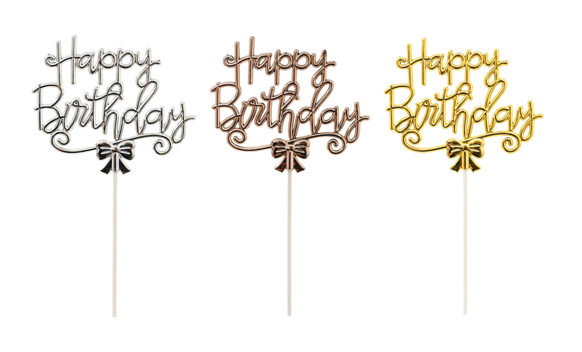 Happy Birthday Cake Topper 3 Assorted
