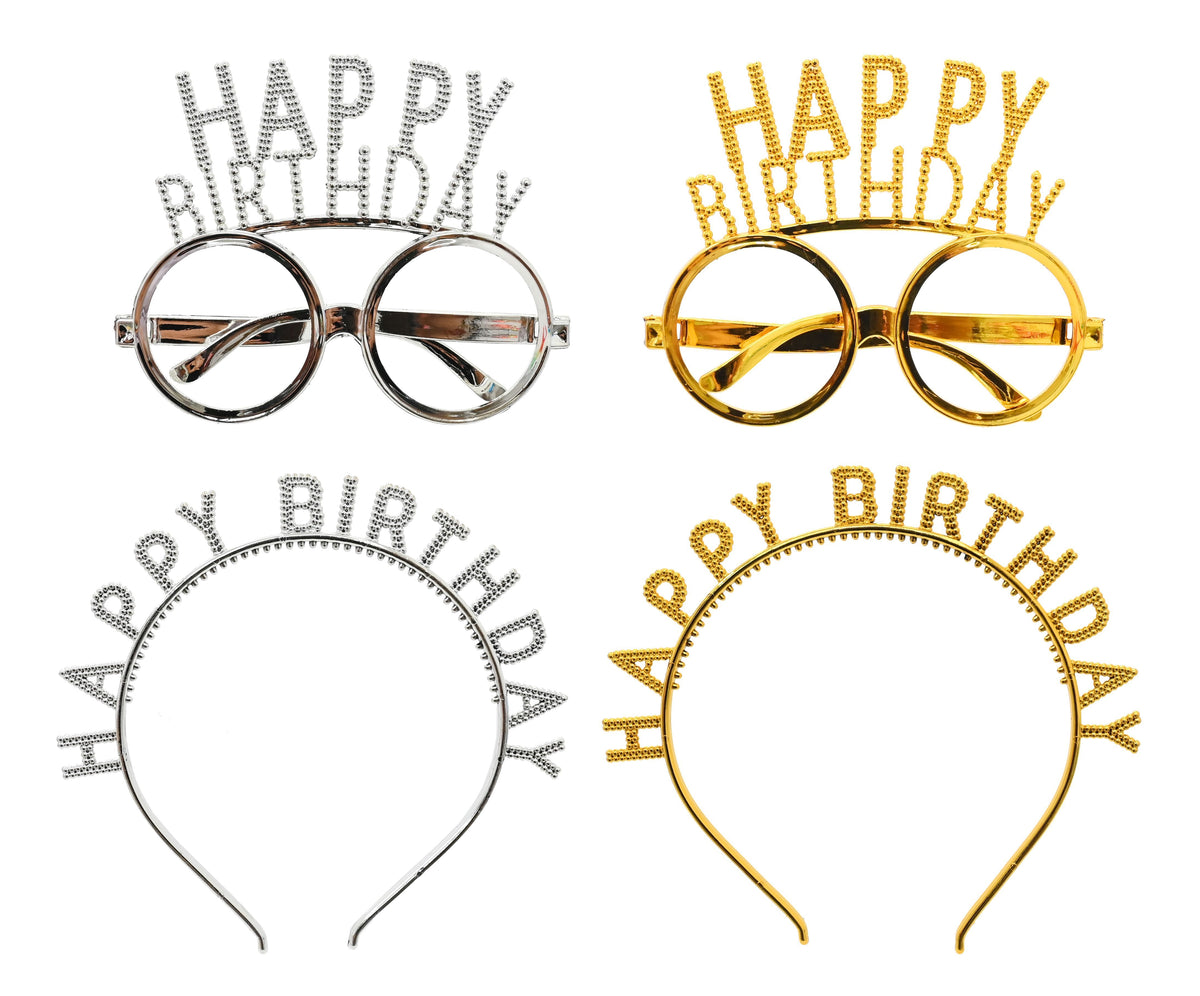 Party Happy Birthday Headband & Glasses Set 3asst