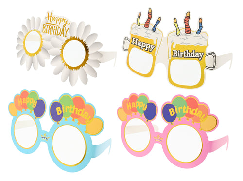Party Glasses Happy Birthday 6 Pack 4 Assorted