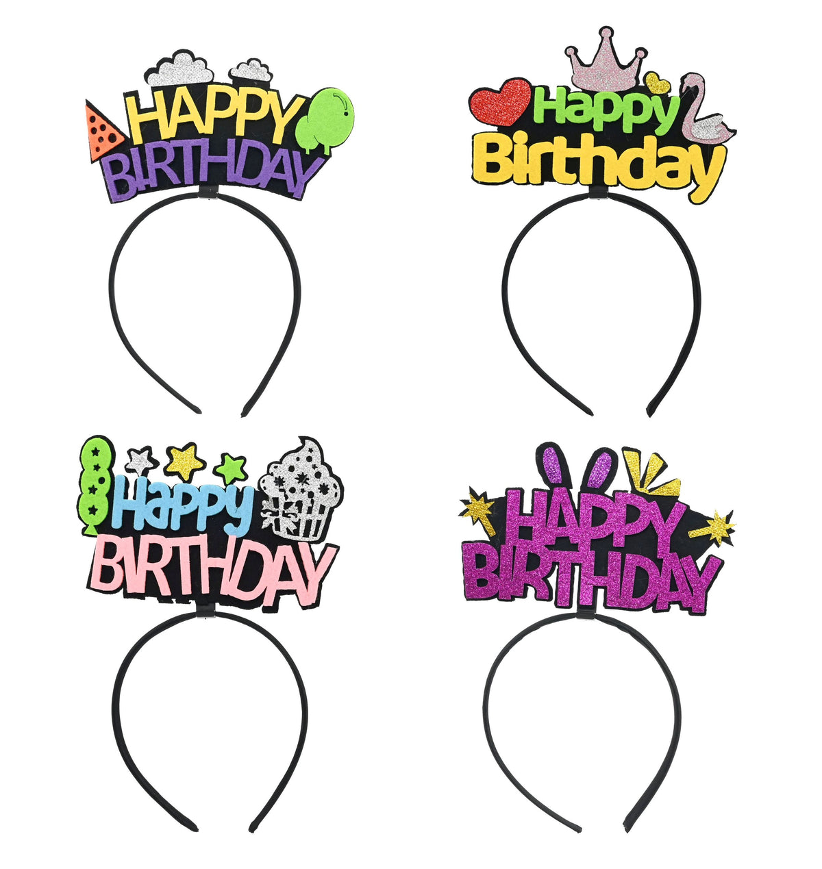 Party Headband Happy Birthday 4 Assorted