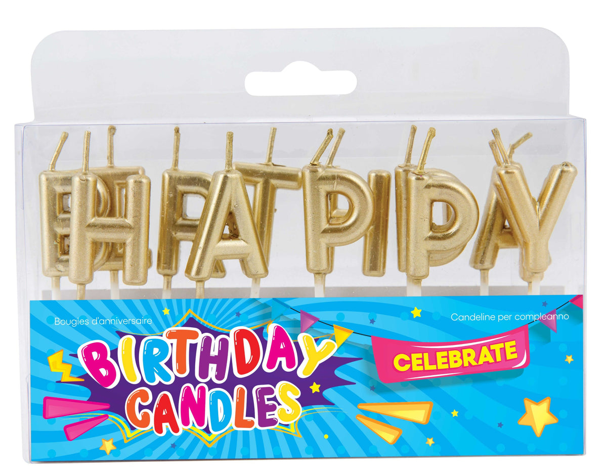 Happy Birthday Candles - Gold Colors