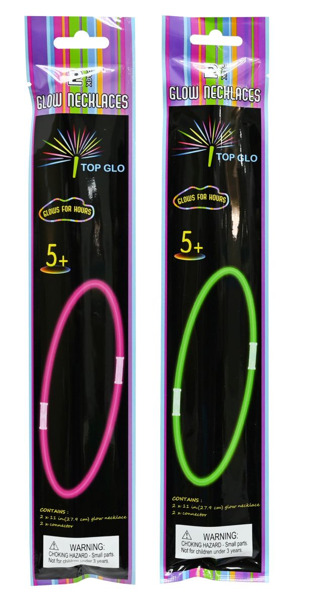 Glow Necklaces 28cm 2-Pack - Assorted Colors