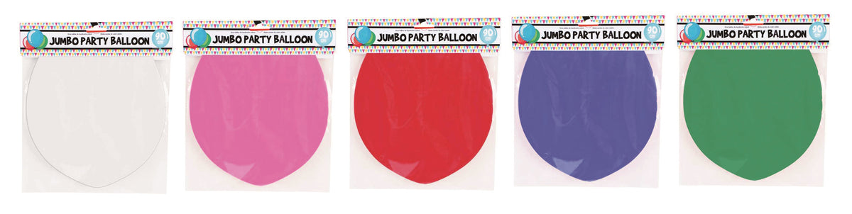 Jumbo Balloon - 6 Assorted Solid Colors